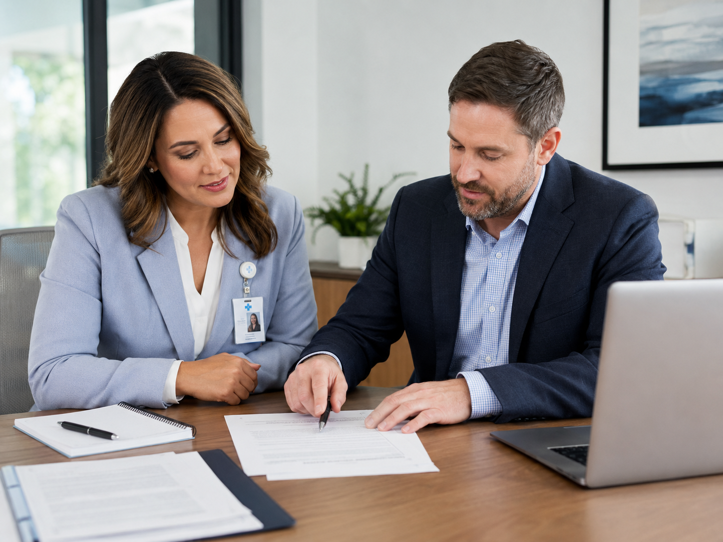 Payroll tax compliance documents being reviewed in a professional office